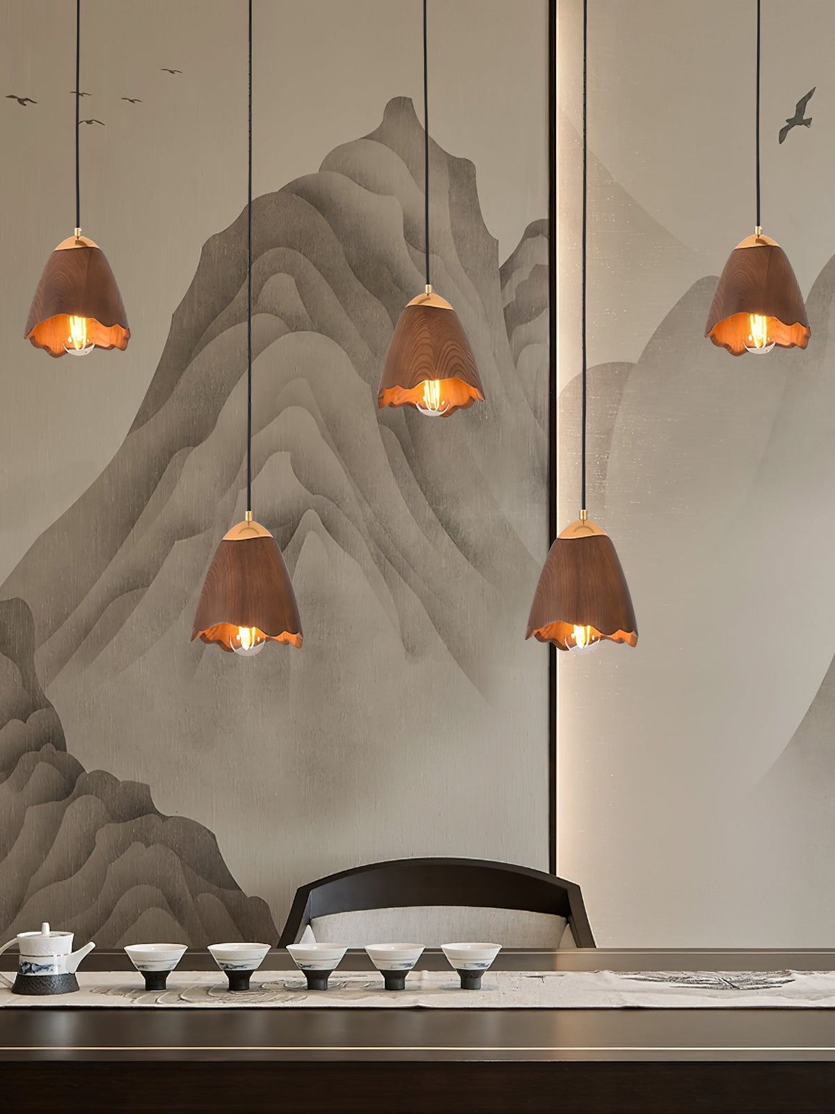 Sartin moderne minimalistische hanglamp van walnoothout