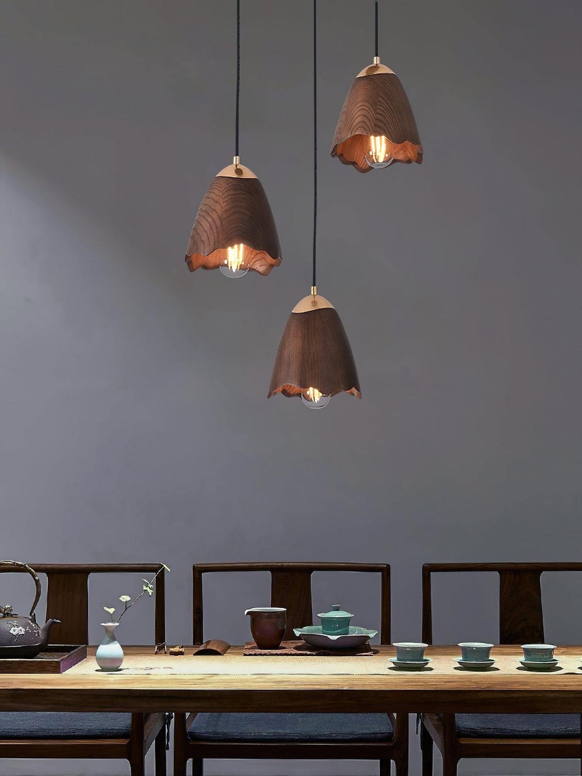 Sartin moderne minimalistische hanglamp van walnoothout