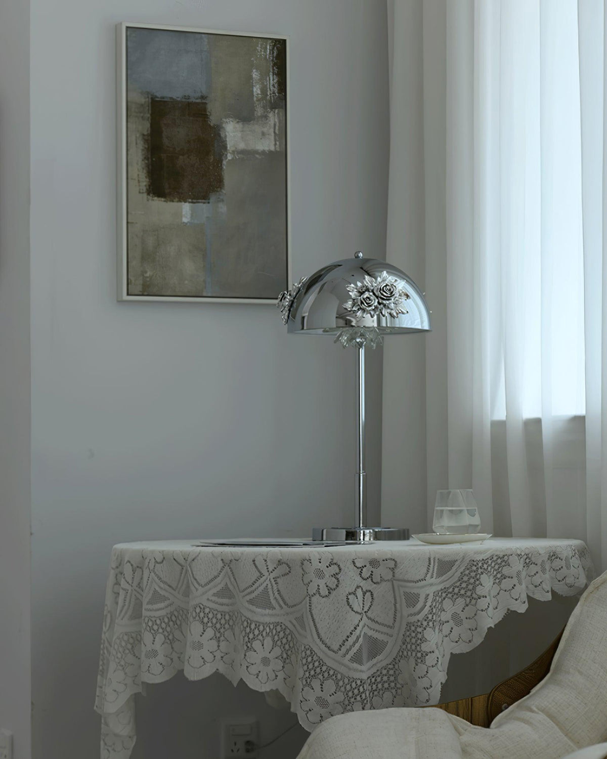Uvaris Romantische tafellamp met kristal in goudkleurige afwerking