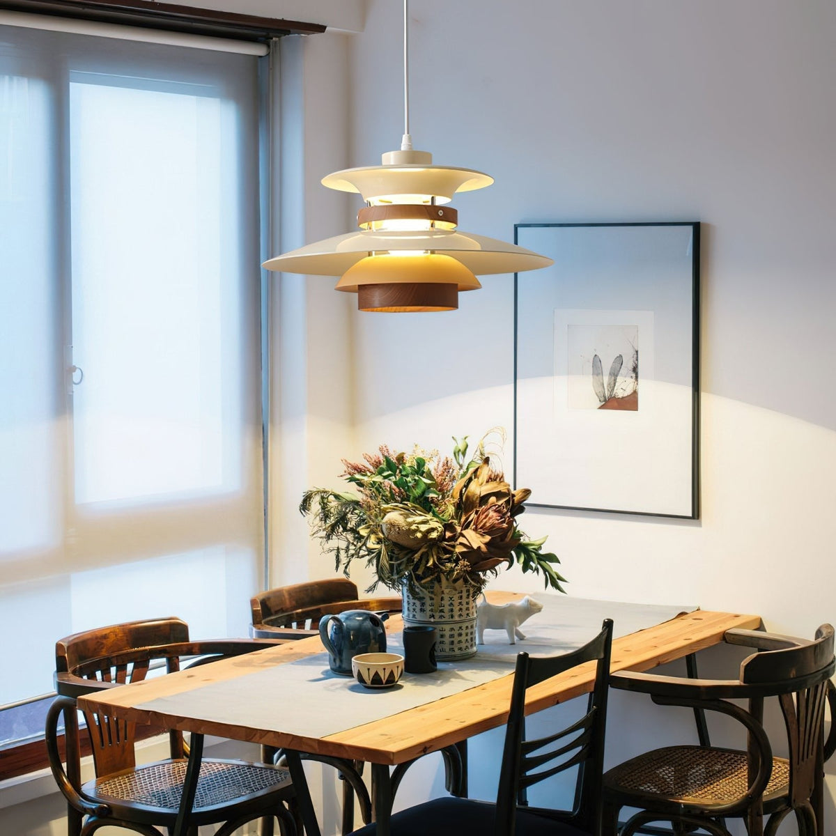 Sylelenne hanglamp van hout en staal