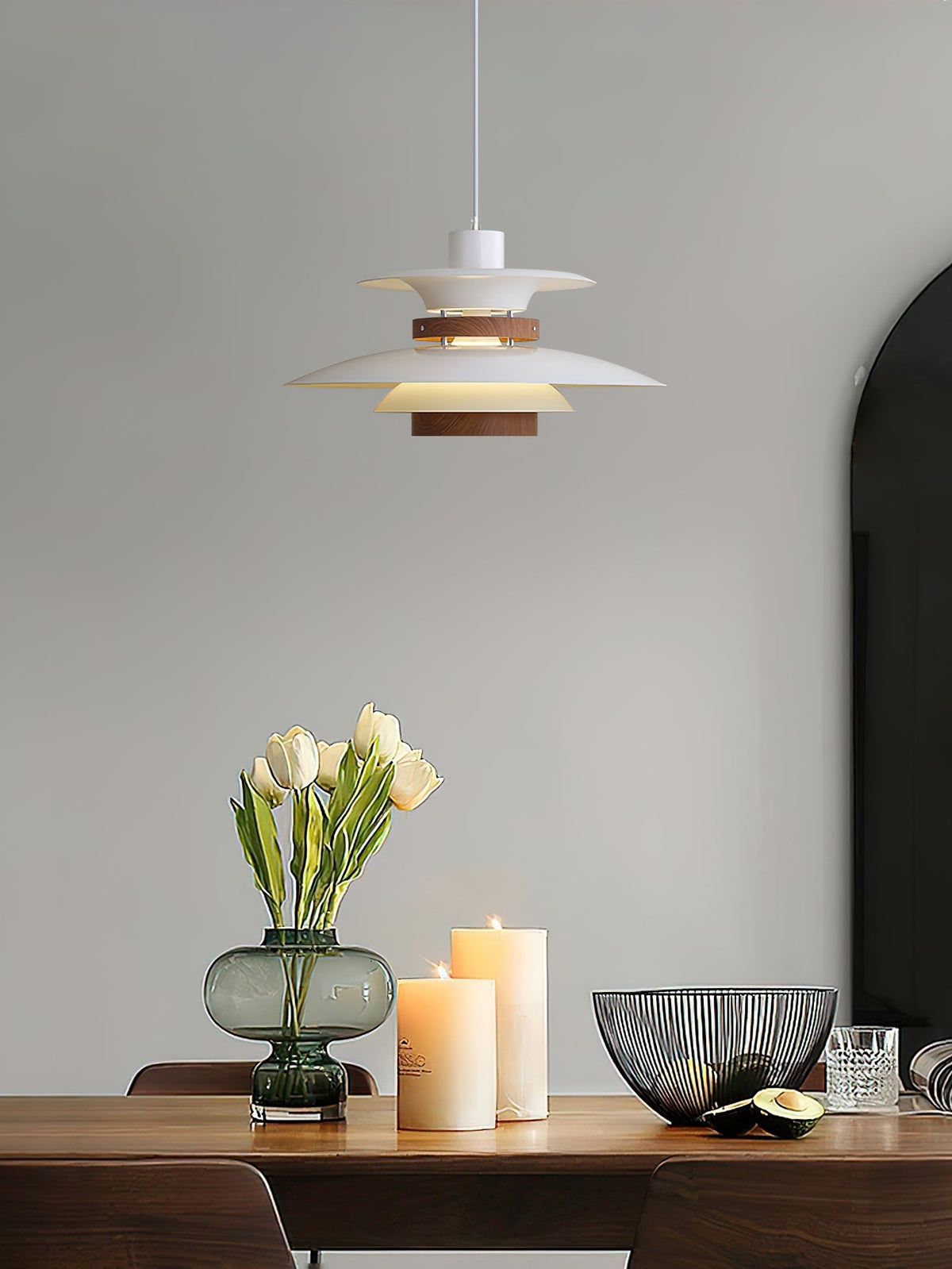 Sylelenne hanglamp van hout en staal