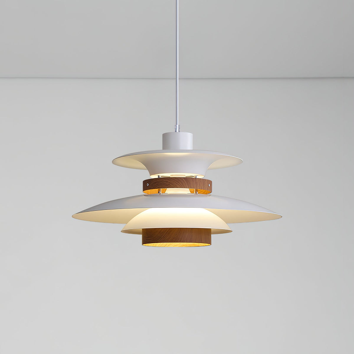 Sylelenne hanglamp van hout en staal