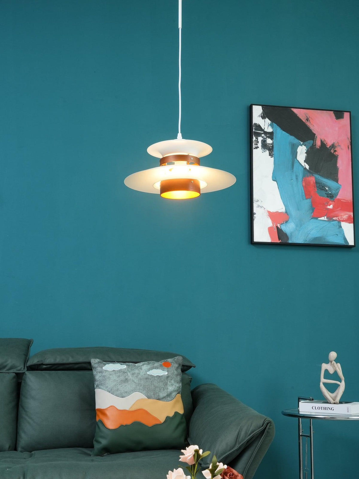 Sylelenne hanglamp van hout en staal