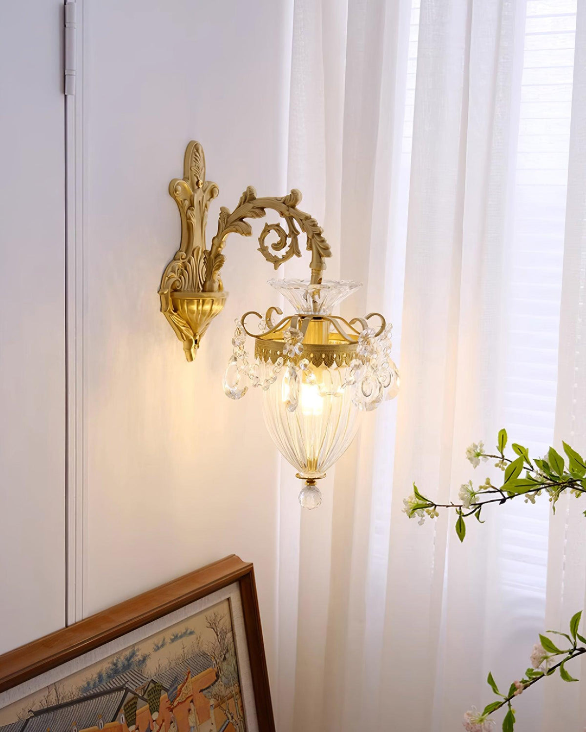 Vireon wandlamp goudkleurige afwerking dubbele wandlamp modern