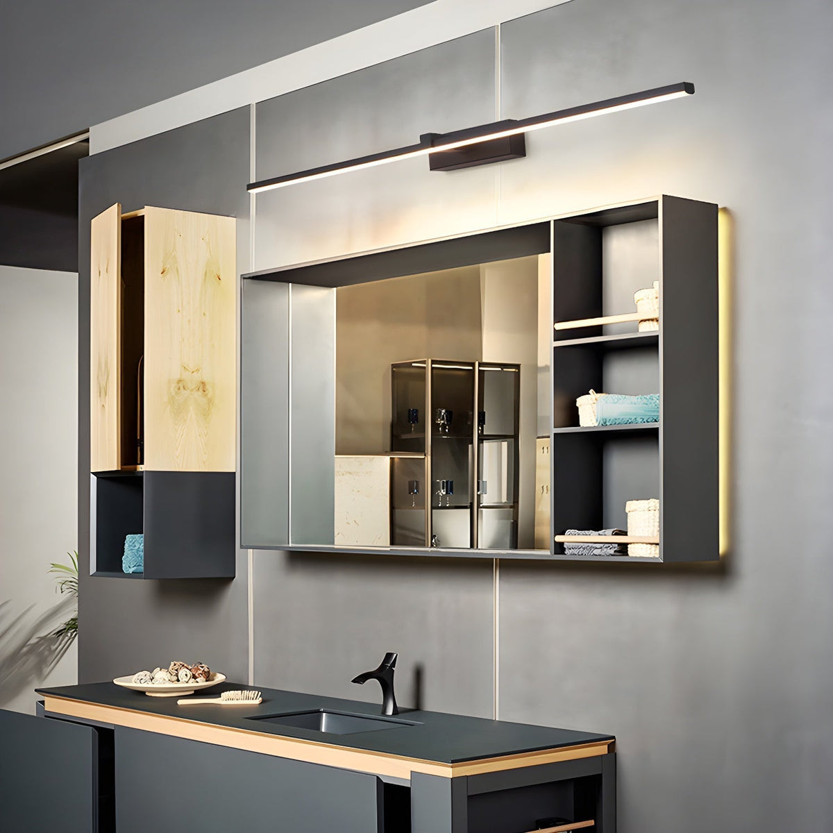 Yume Lineair modern Minimalistisch Spiegel Wandlamp