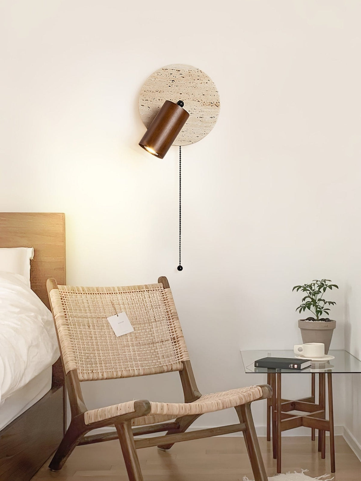 Romino Disc Swing travertin wandlamp