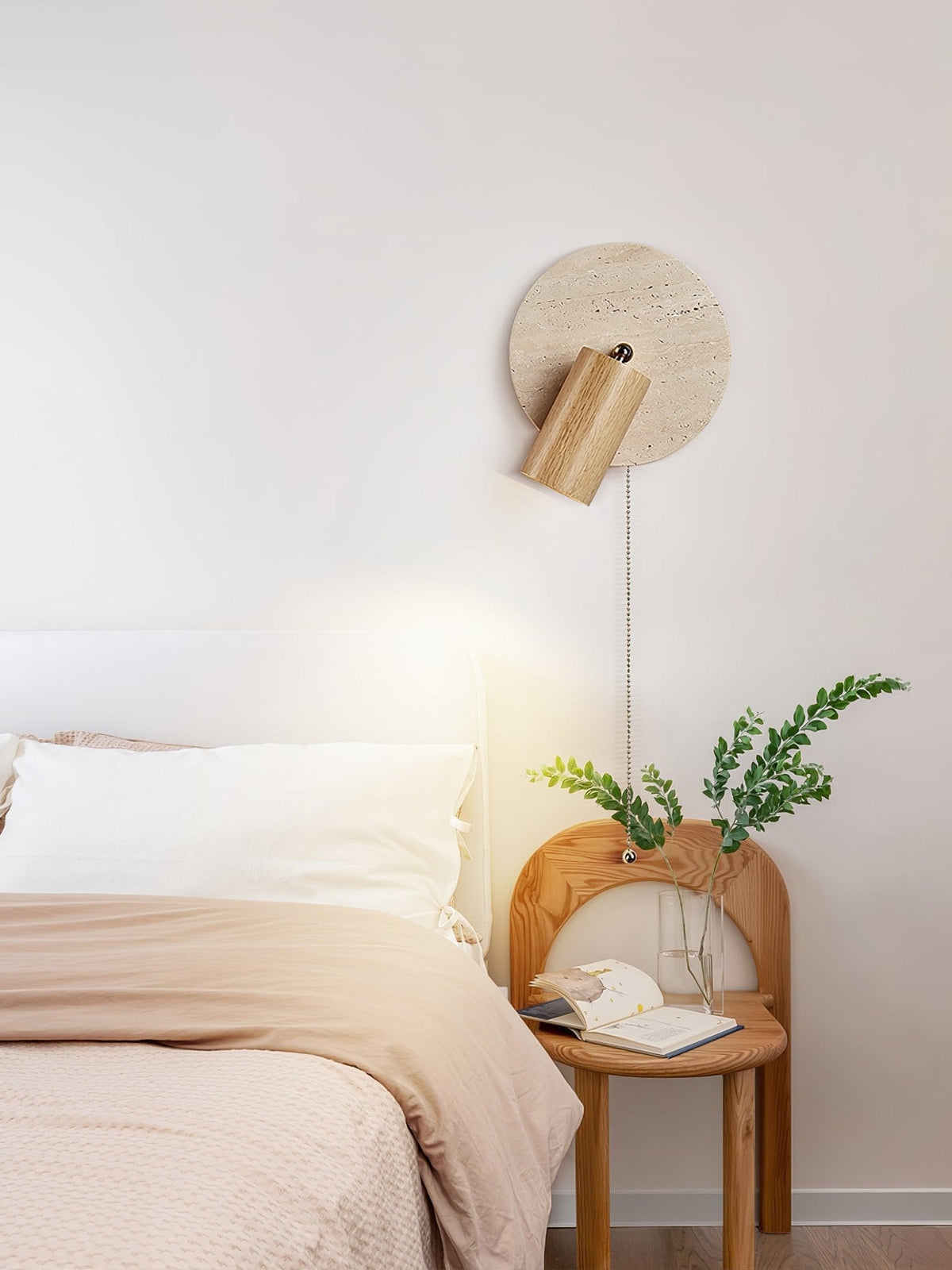 Romino Disc Swing travertin wandlamp