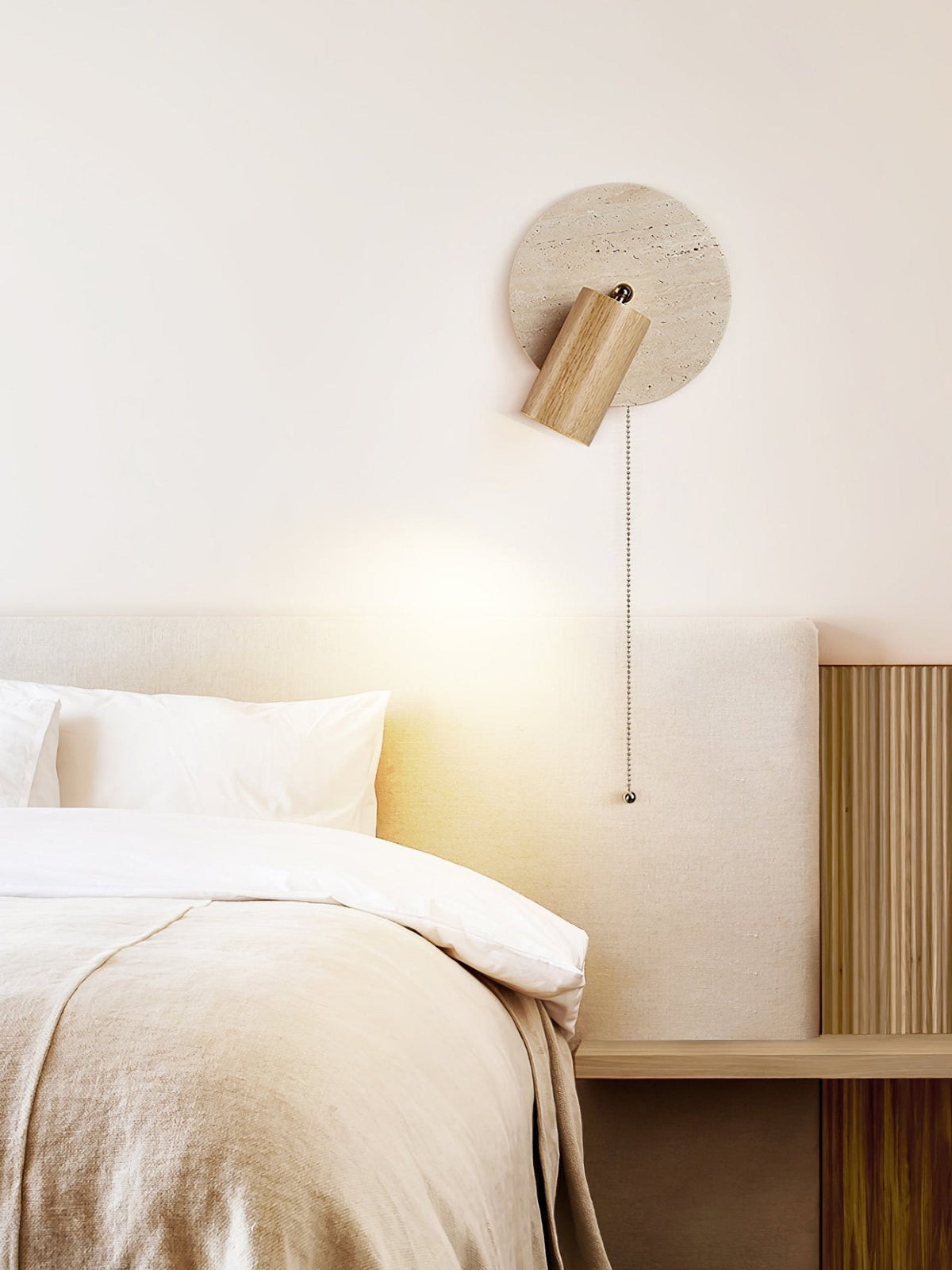 Romino Disc Swing travertin wandlamp