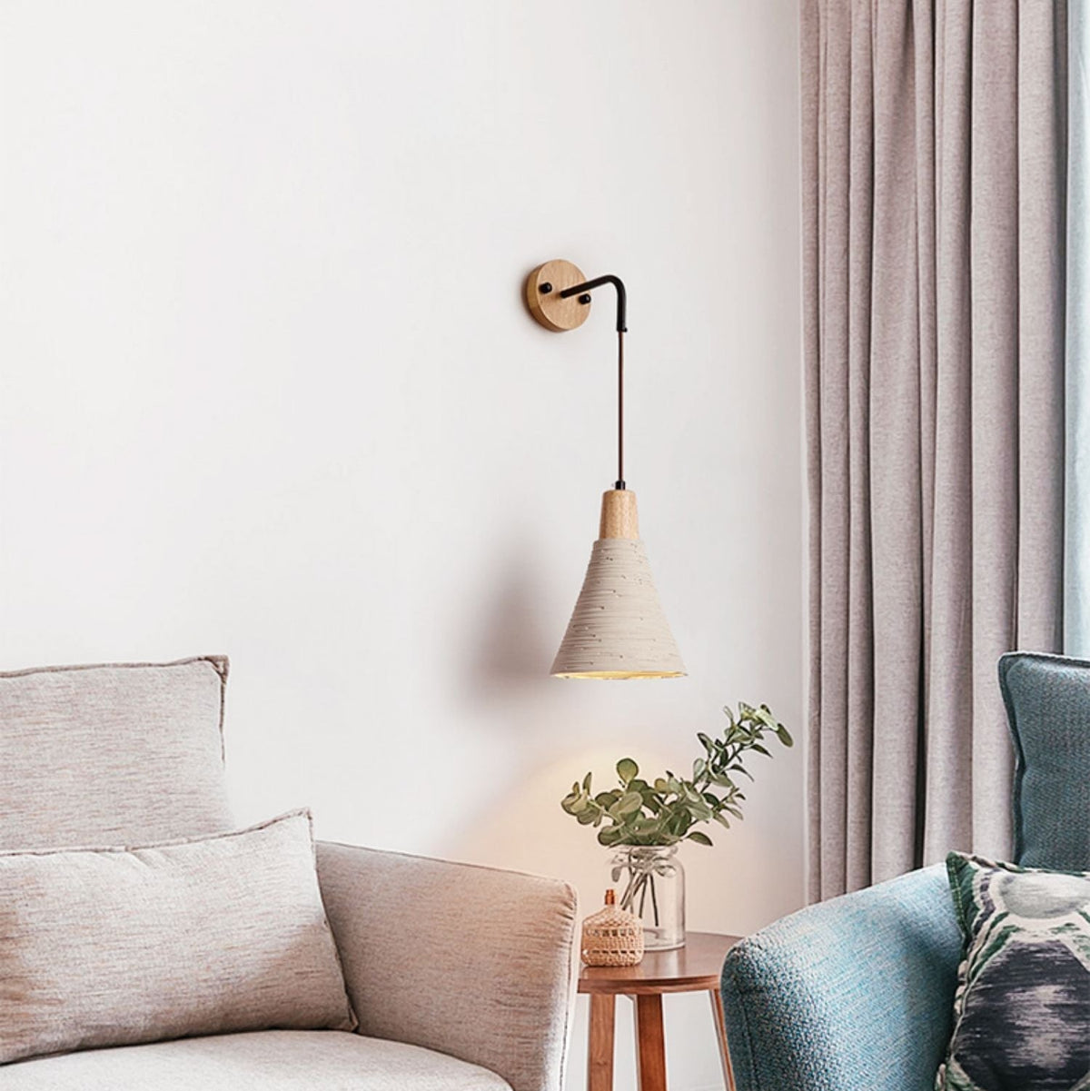Microcement wandlamp