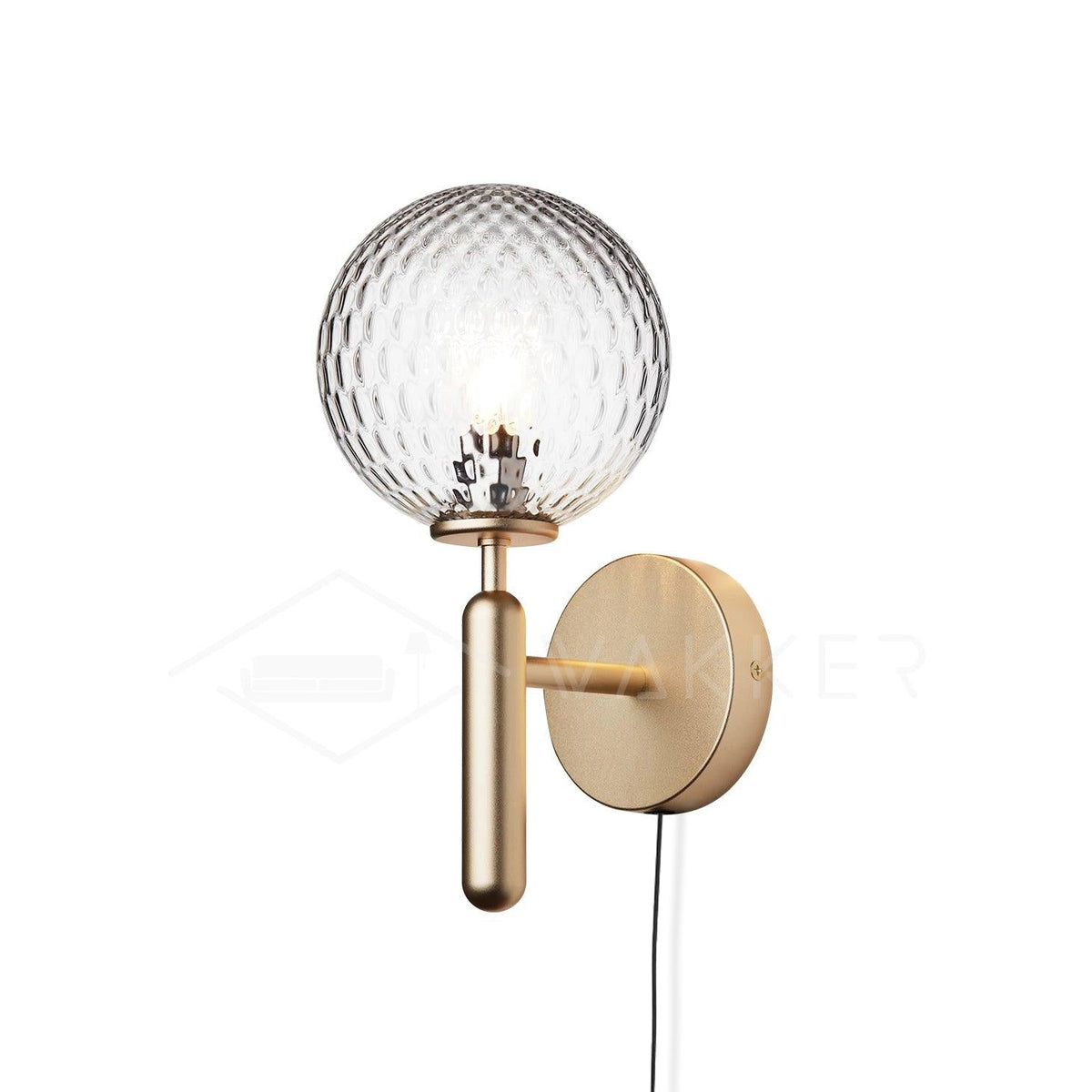 Kynlo wandlamp met stekker, glazen bol Nordic