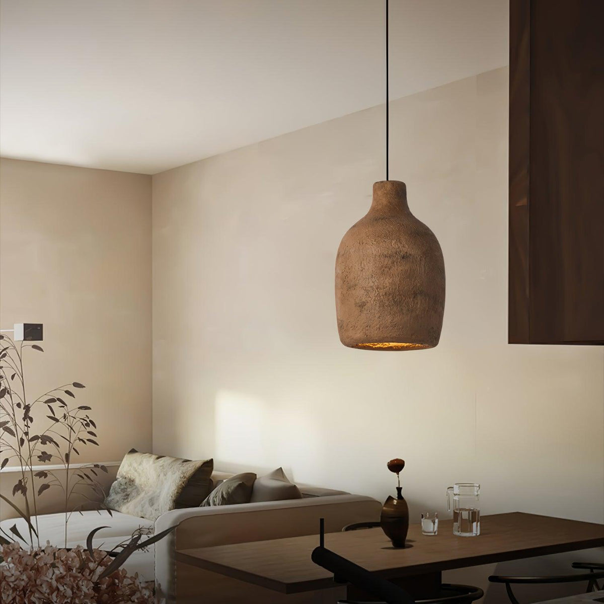 Avenelelia industriële artistieke hanglamp in grijs en bruin