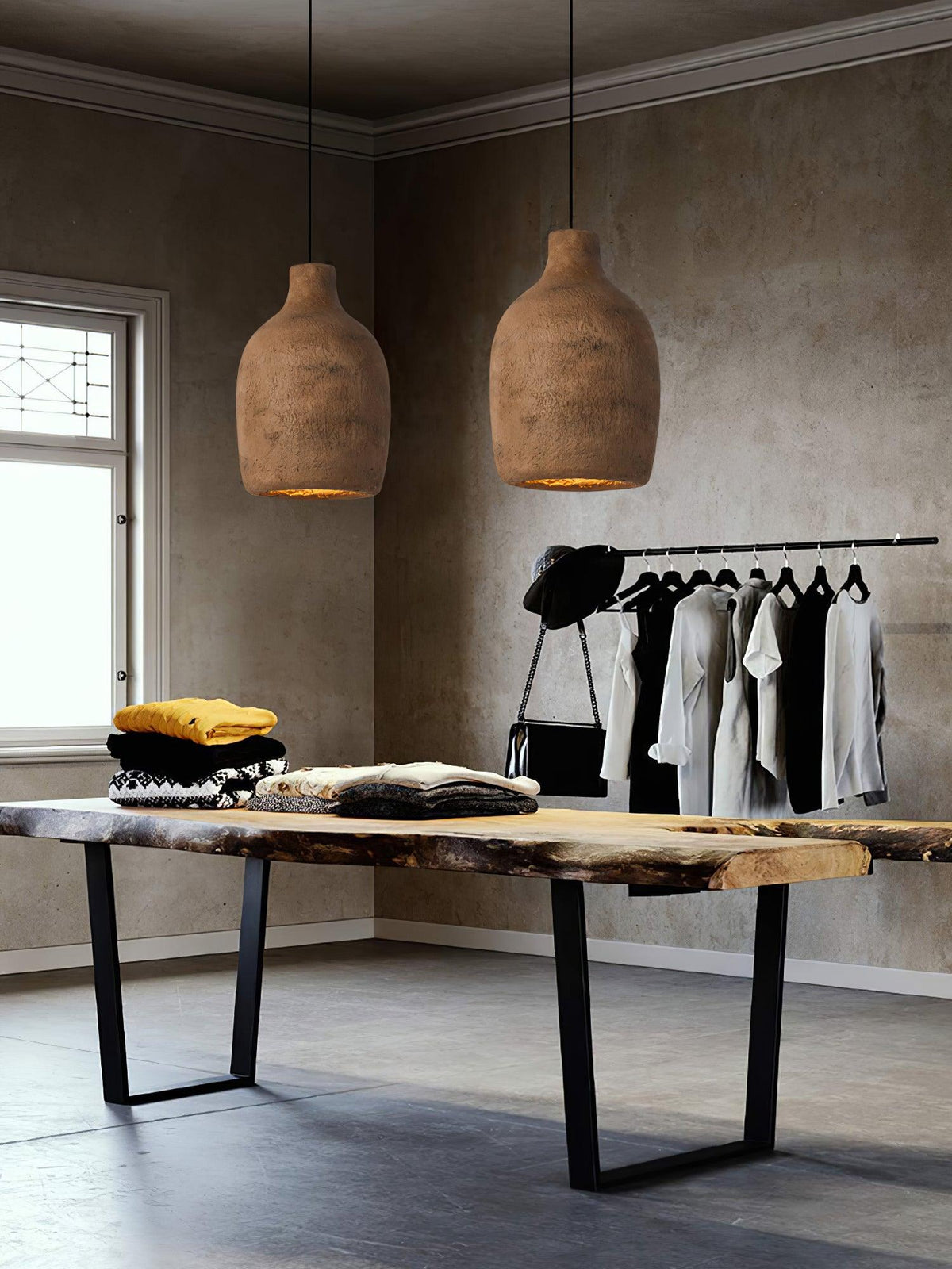 Avenelelia industriële artistieke hanglamp in grijs en bruin
