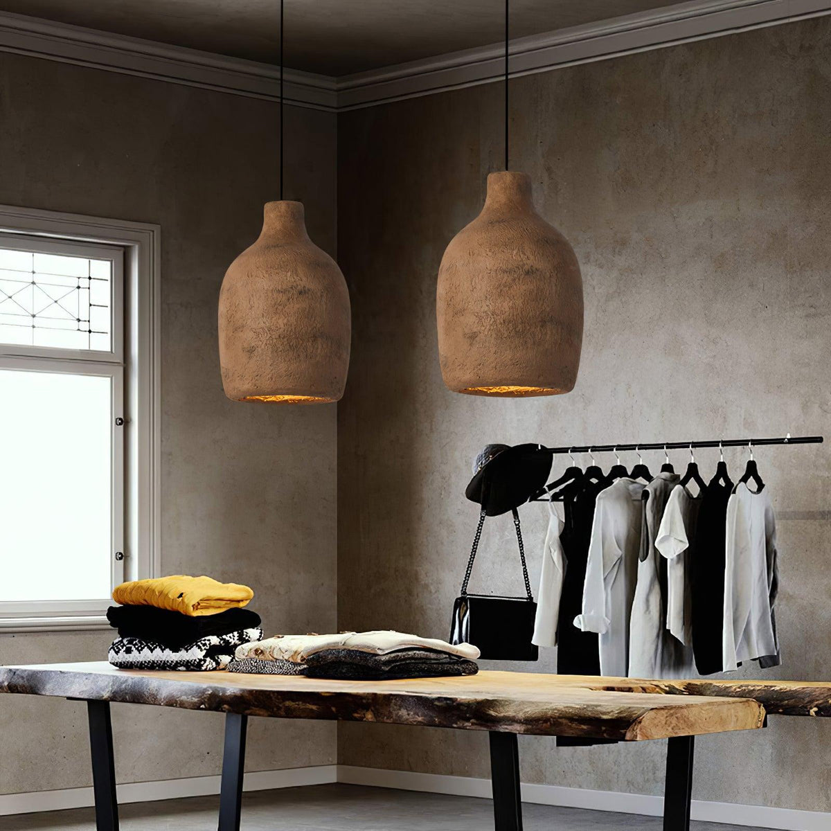 Avenelelia industriële artistieke hanglamp in grijs en bruin