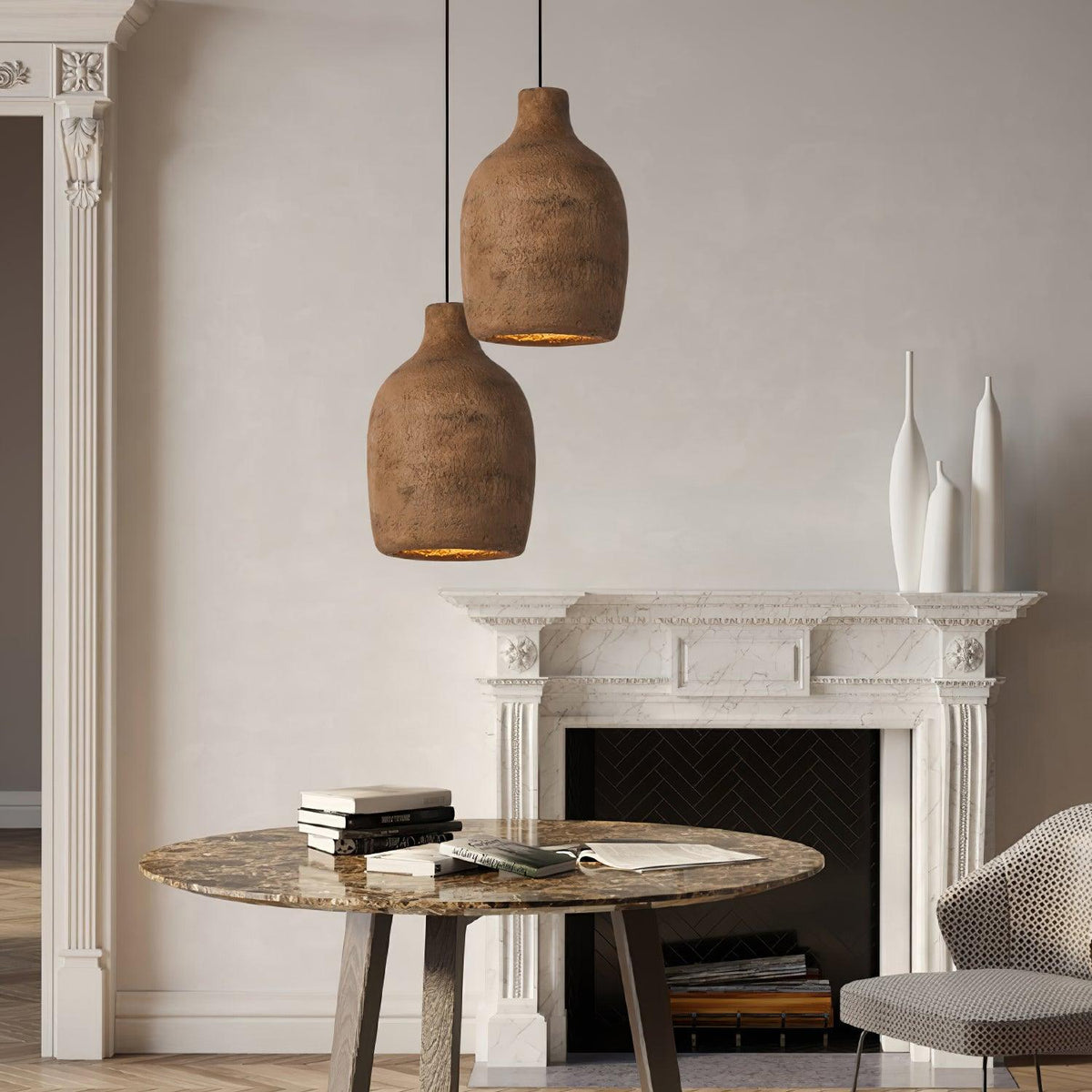 Avenelelia industriële artistieke hanglamp in grijs en bruin