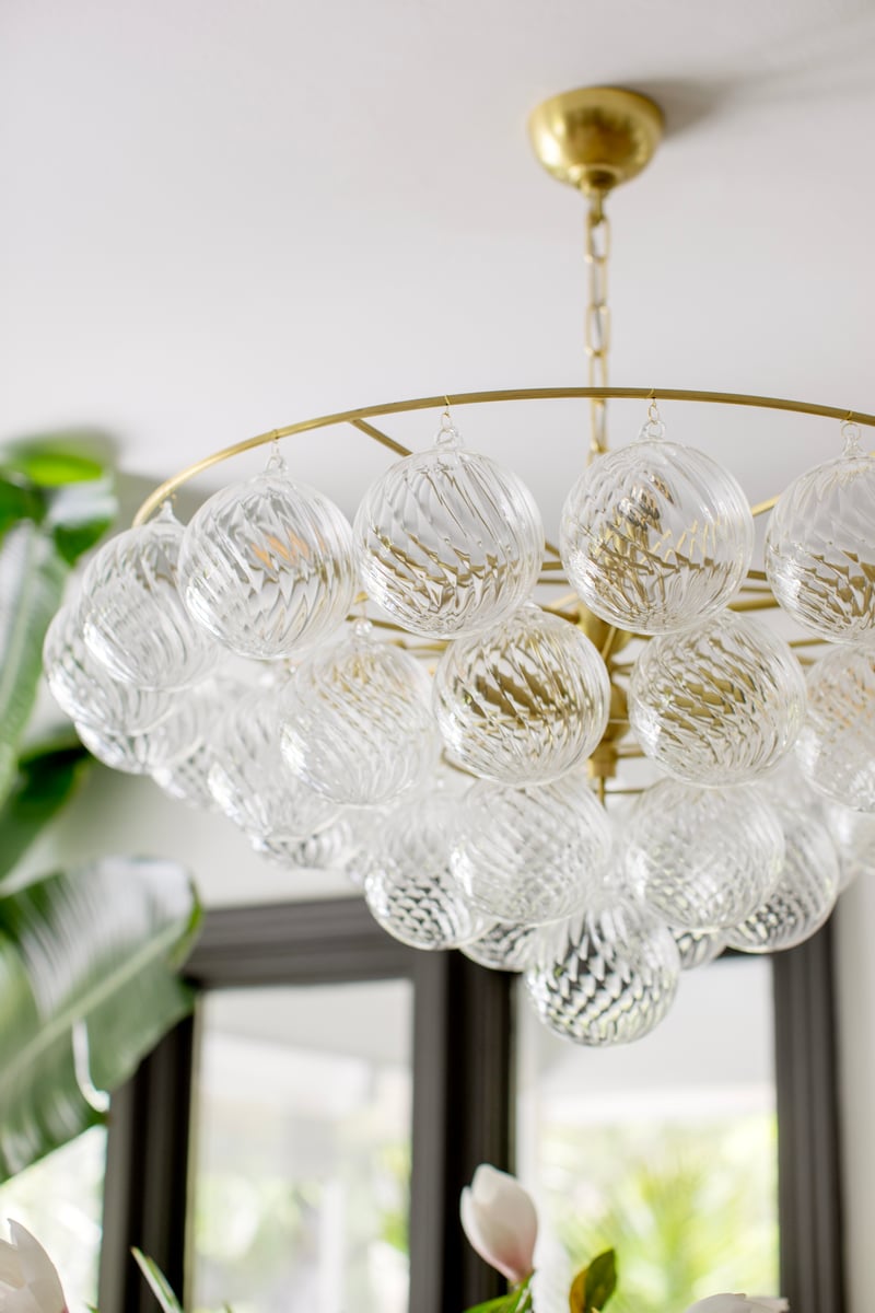 Velineon Kroonluchter Heldere Glazen Bolvormige Kapjes Ouder messing Elegante