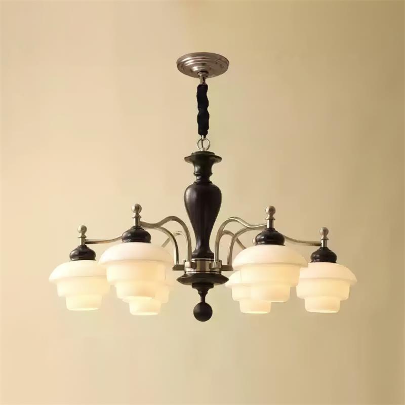Elviora Kroonluchter van Hout en glas Mid-Century