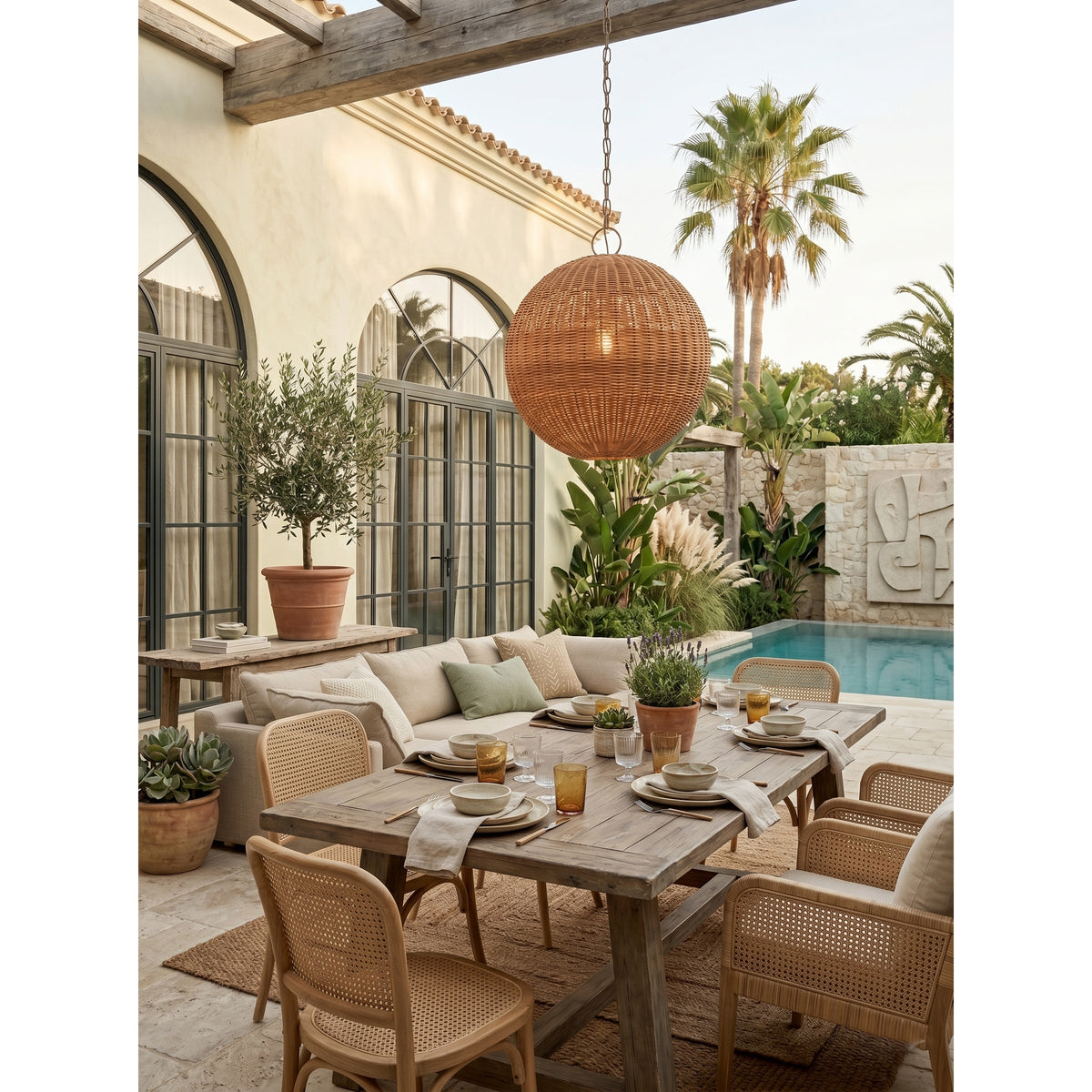 Ravisaya rotan hanglamp rond