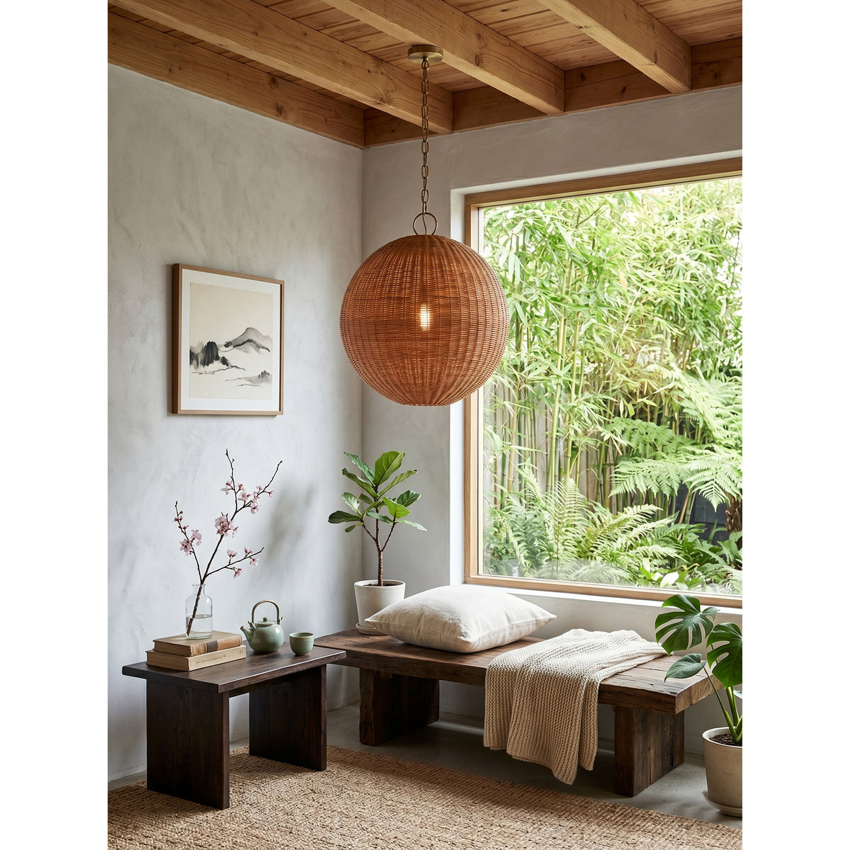 Ravisaya rotan hanglamp rond