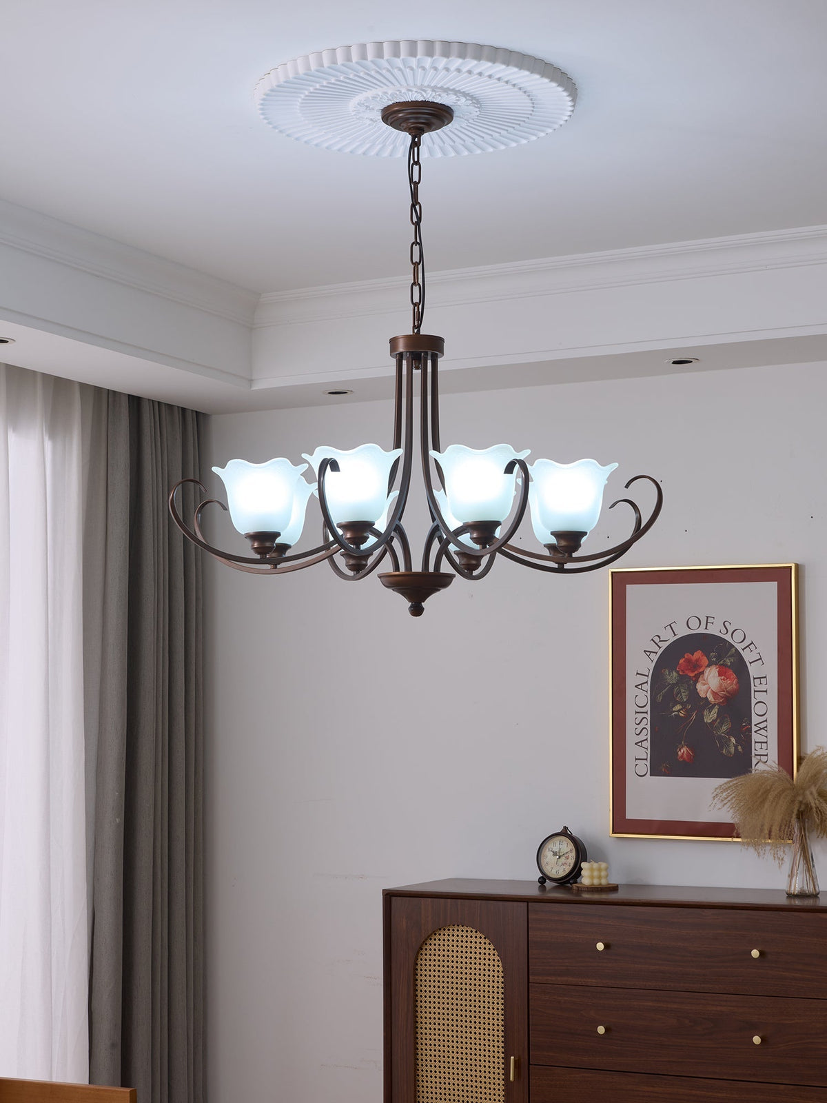 Nydorisra elegantie Vintage Bloemmotief glas Kroonluchter