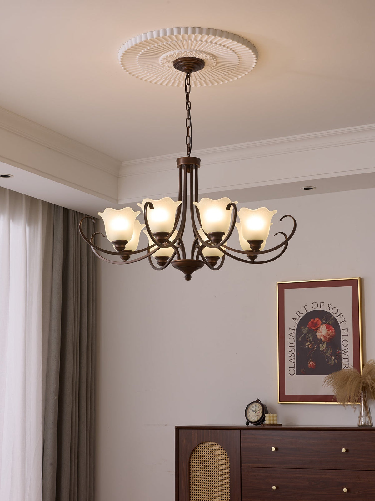 Nydorisra elegantie Vintage Bloemmotief glas Kroonluchter