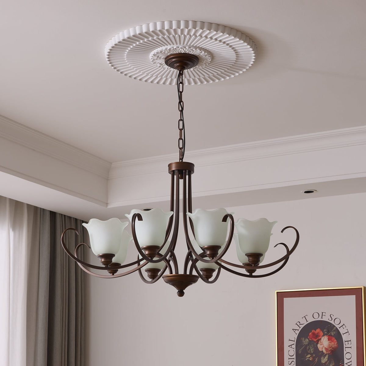 Nydorisra elegantie Vintage Bloemmotief glas Kroonluchter