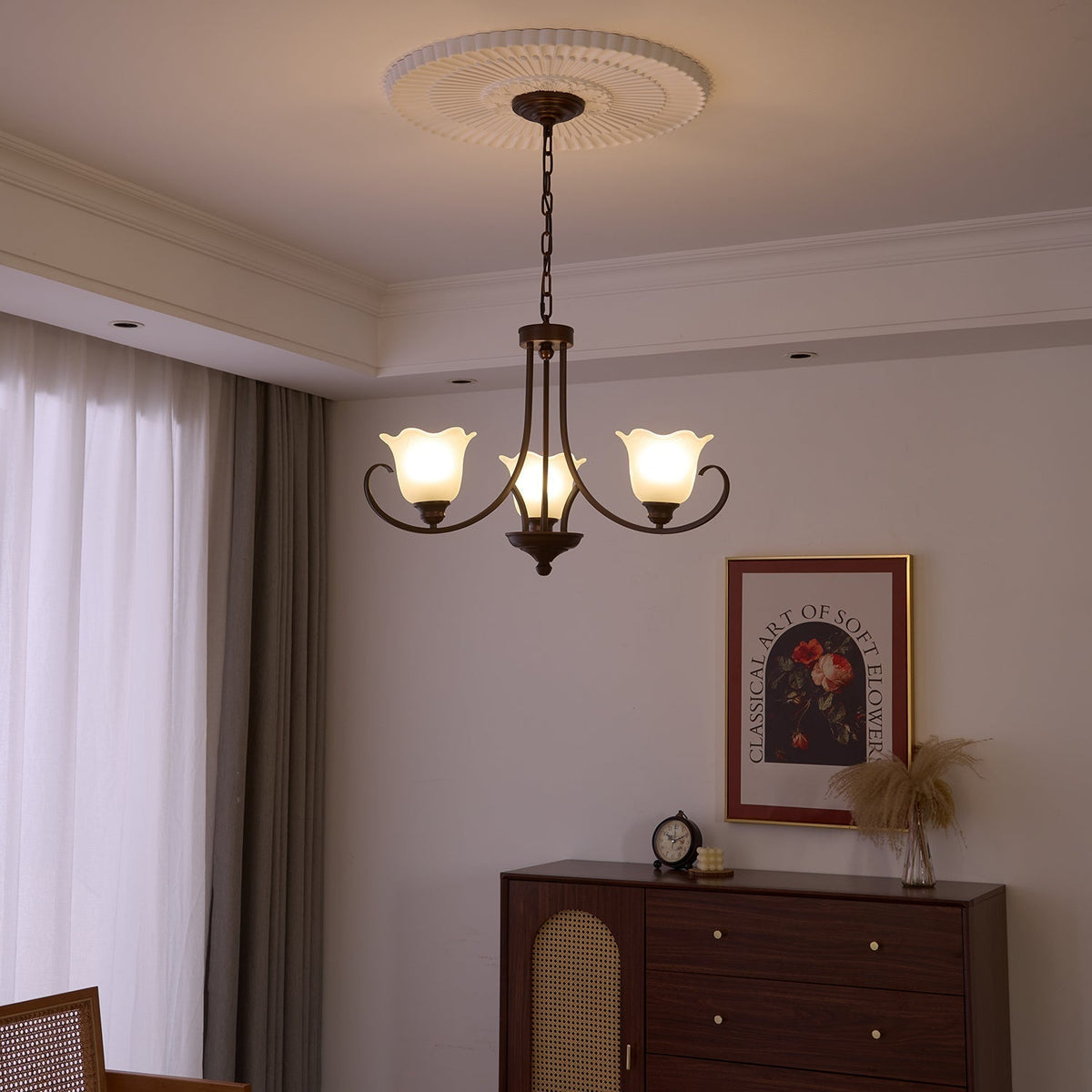 Nydorisra elegantie Vintage Bloemmotief glas Kroonluchter