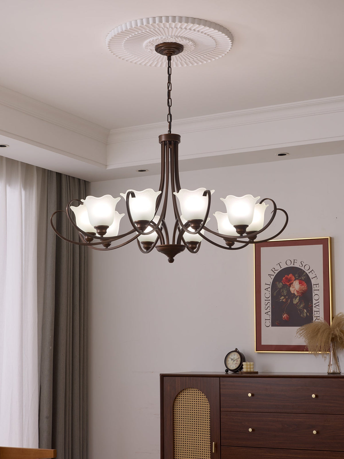 Nydorisra elegantie Vintage Bloemmotief glas Kroonluchter