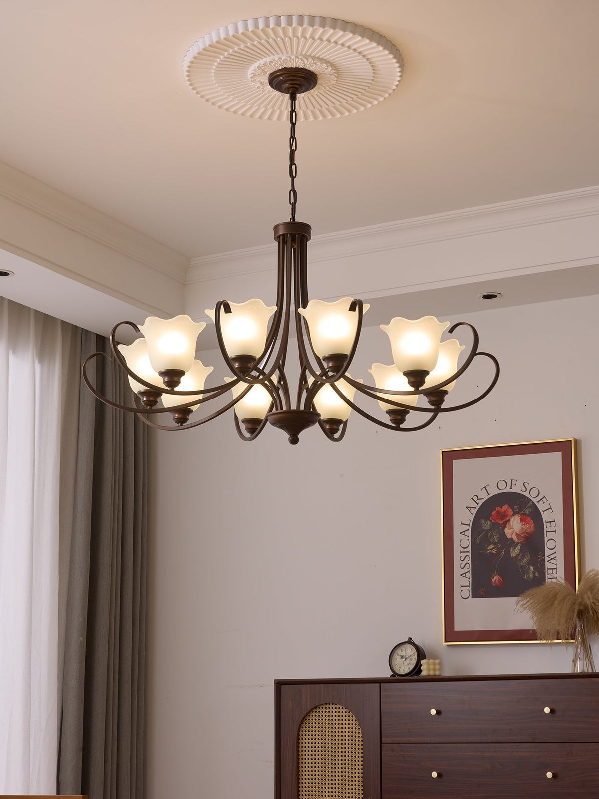 Nydorisra elegantie Vintage Bloemmotief glas Kroonluchter