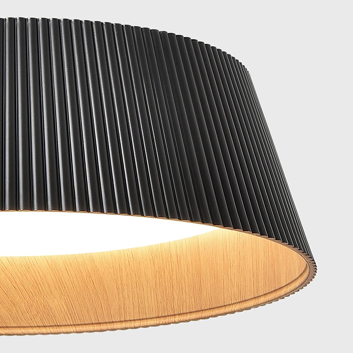 Rineia plafondlamp geribbelde trommelvorm hout elegant hedendaags