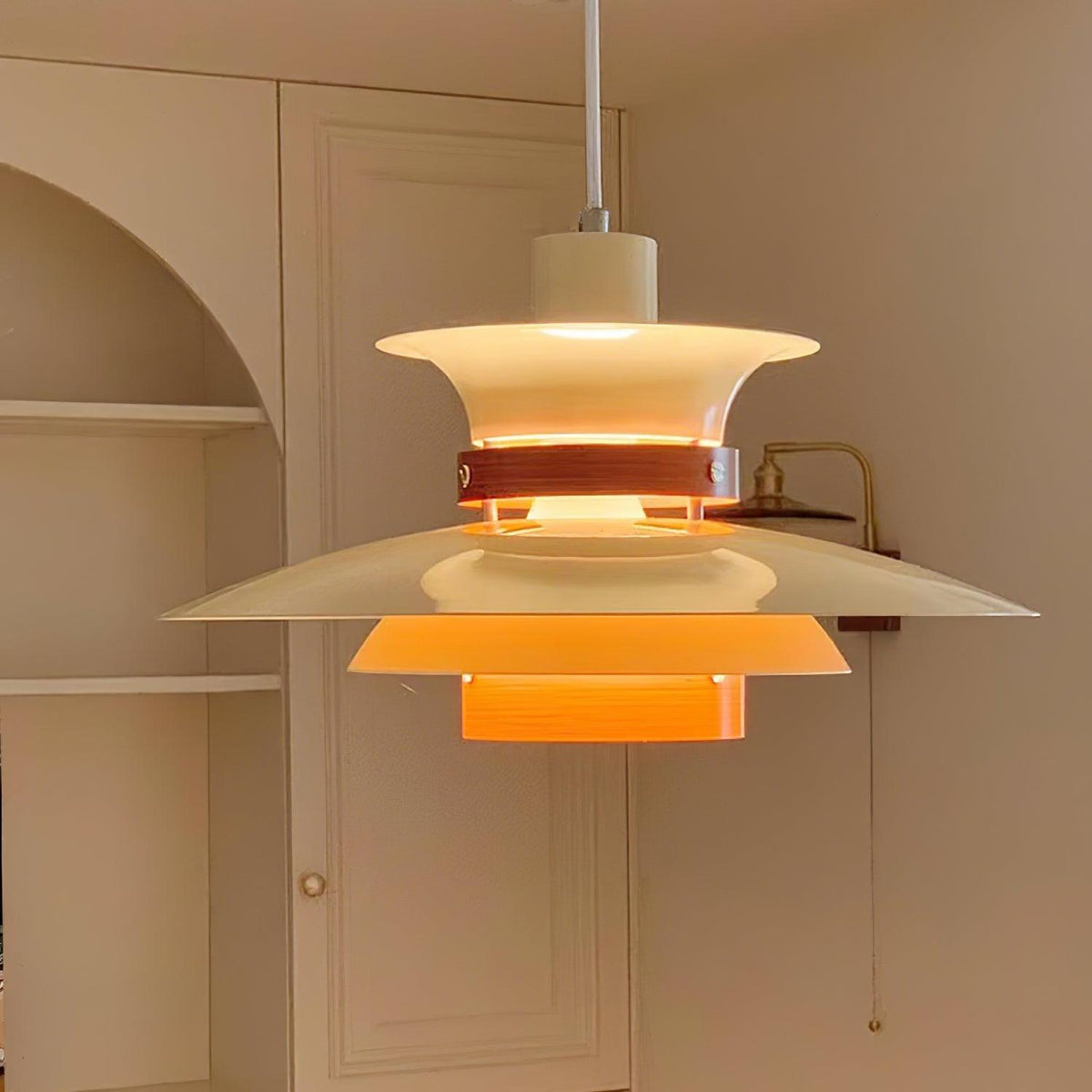Sylelenne hanglamp van hout en staal