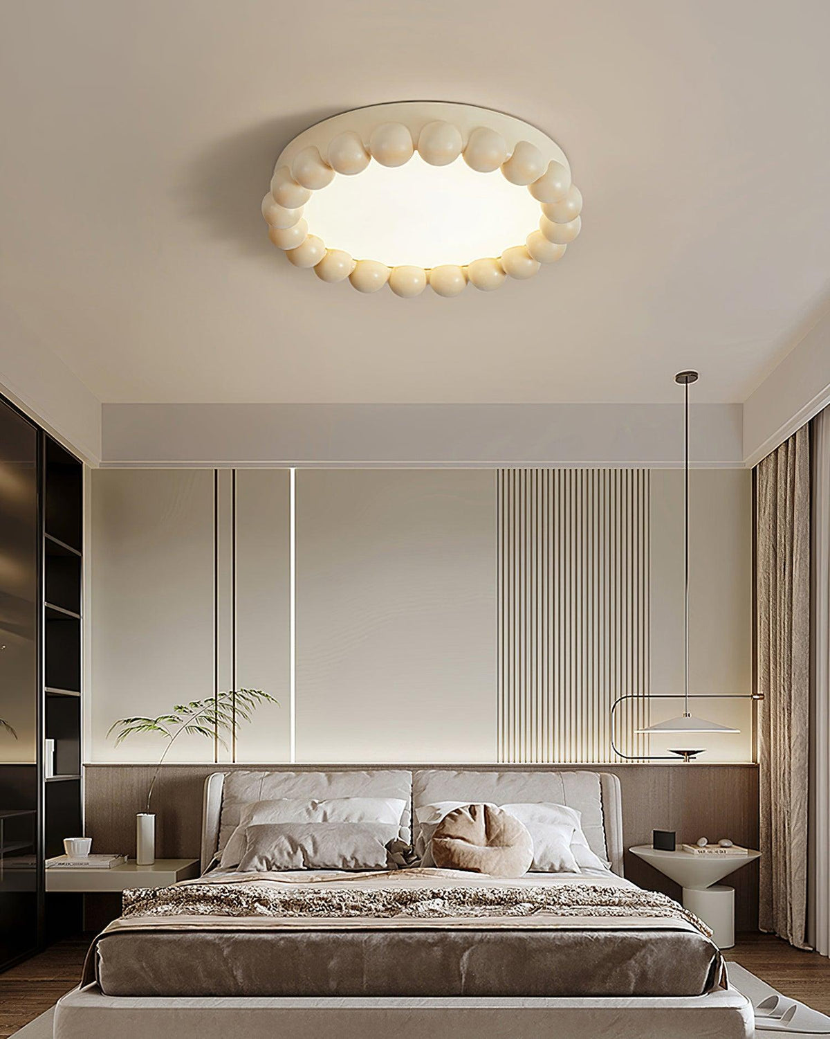 Zevian plafondlamp met hars en bubbels, rond, speels en zacht