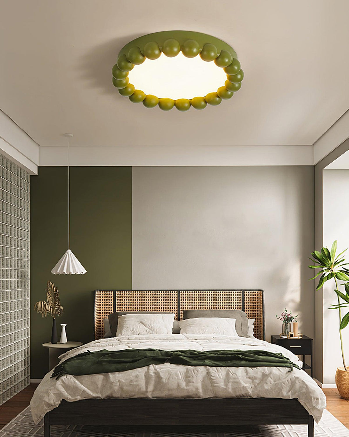 Zevian plafondlamp met hars en bubbels, rond, speels en zacht