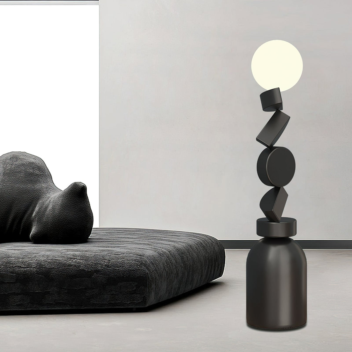 Calisine vloerlamp Monolith kubus zwart voetstuk