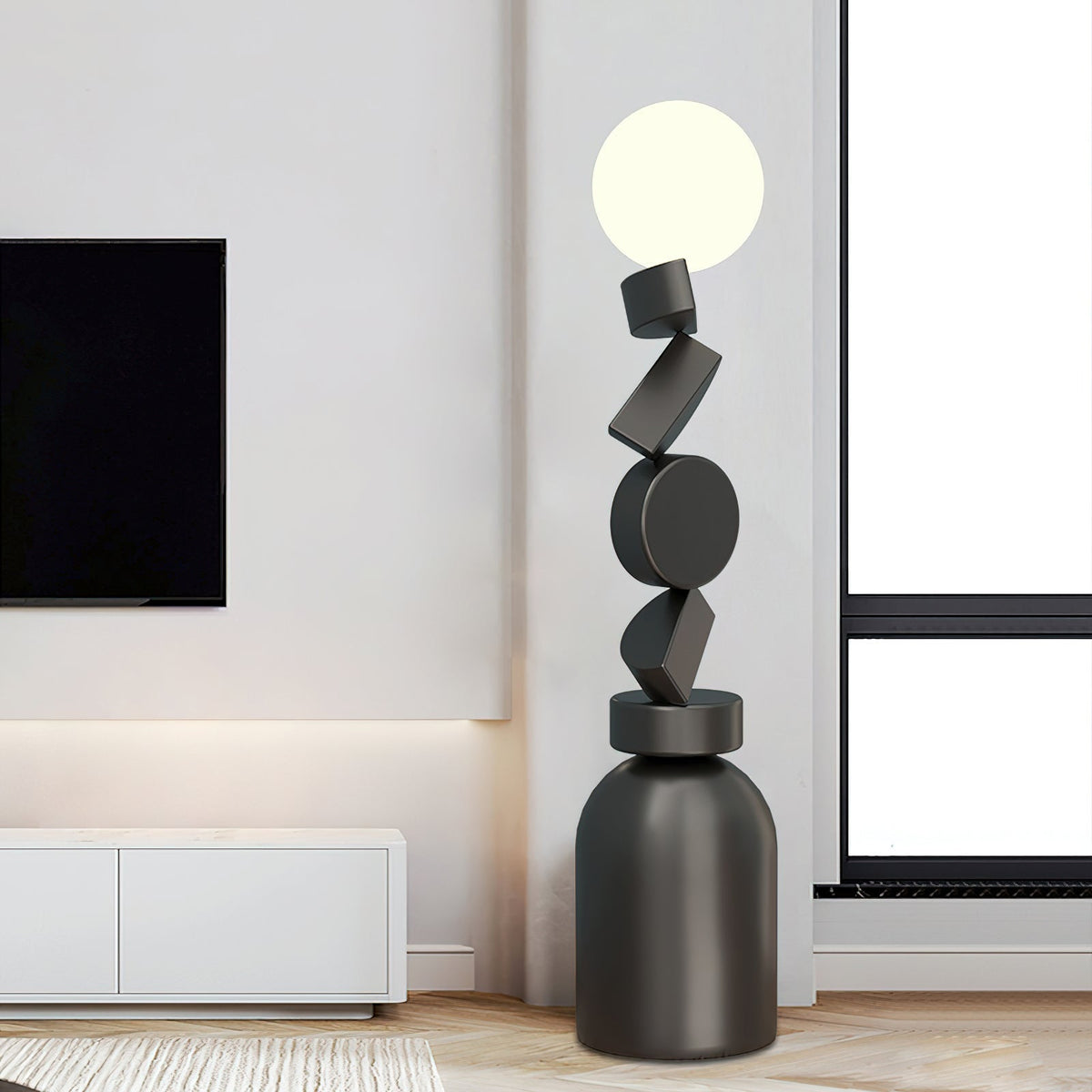 Calisine vloerlamp Monolith kubus zwart voetstuk