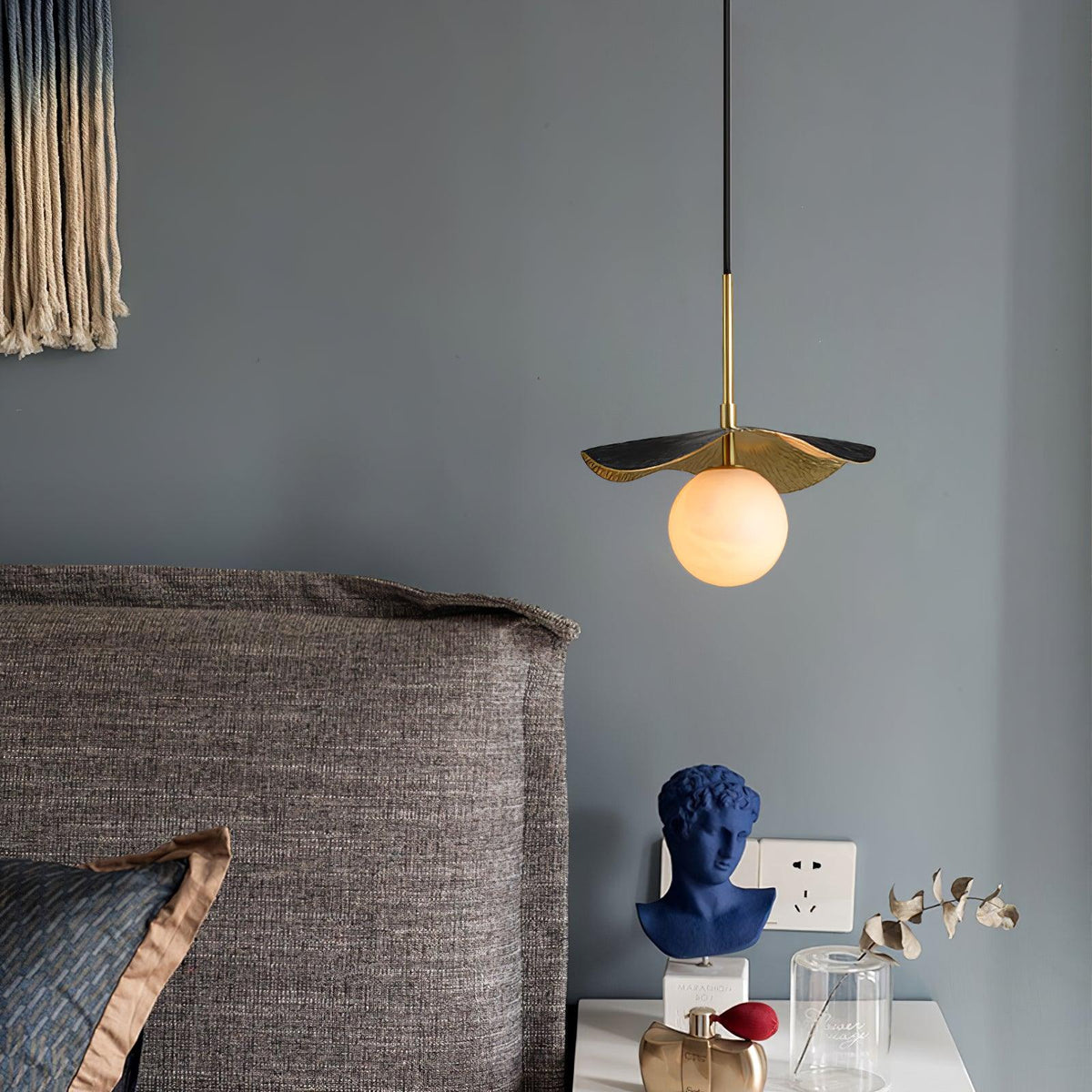 Talem hanglamp met albasten plafondkap