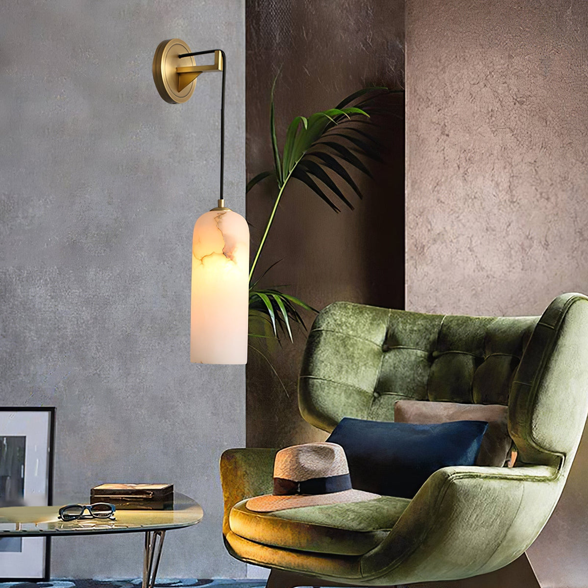Haelion wandlamp met albasten lampenkap