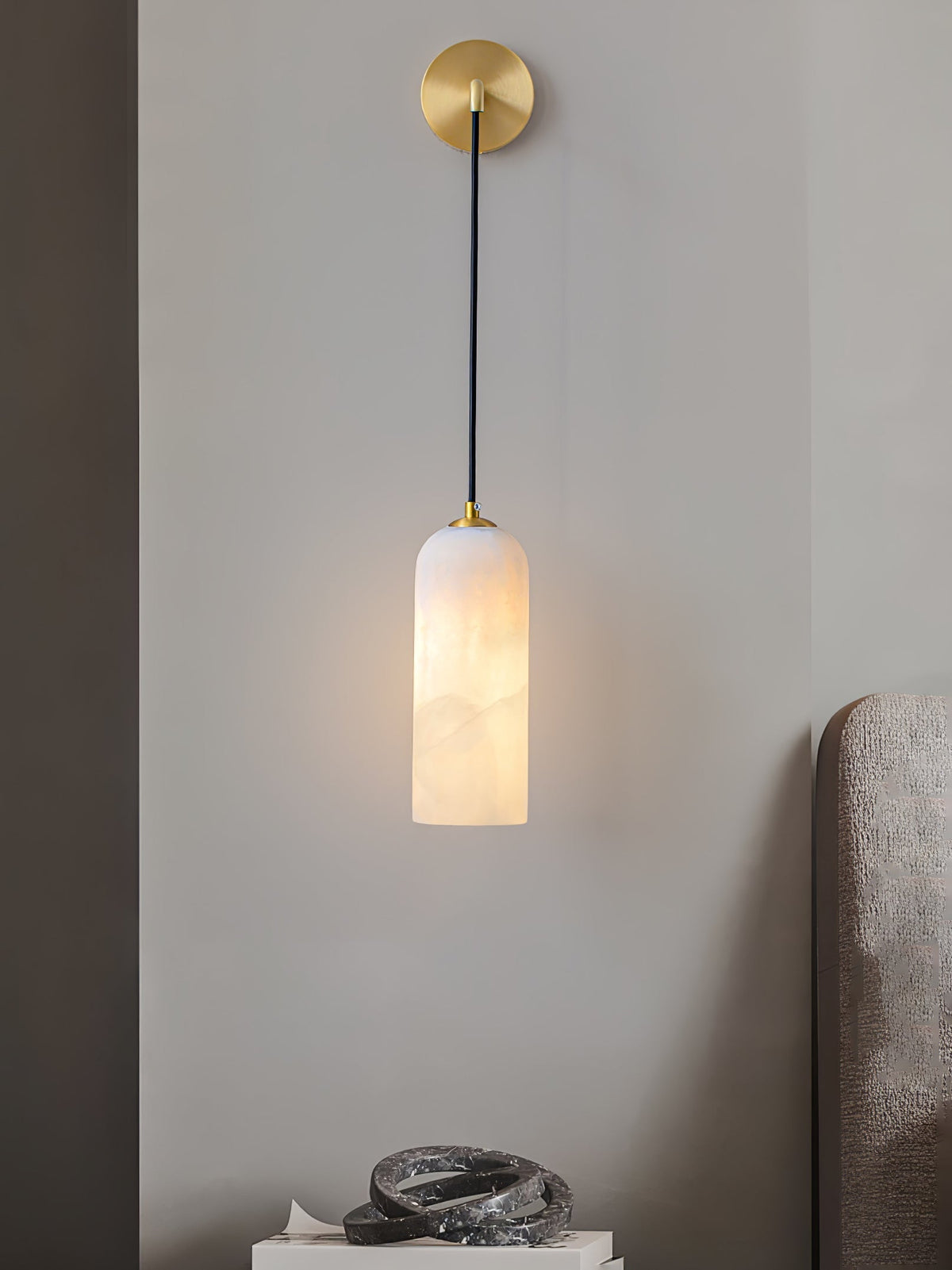 Haelion wandlamp met albasten lampenkap