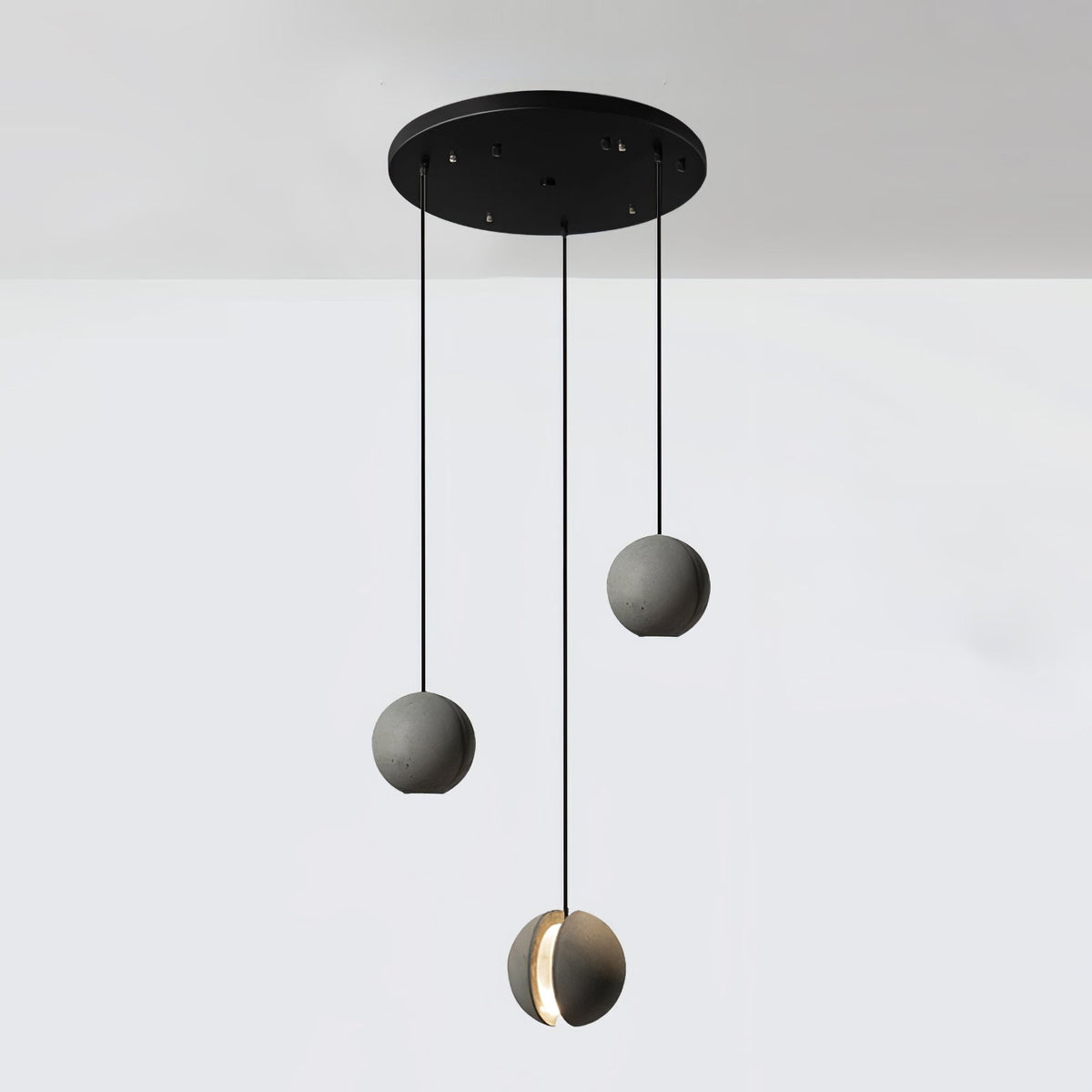 Umi hanglamp van beton met bolvormige maan Minimalistisch
