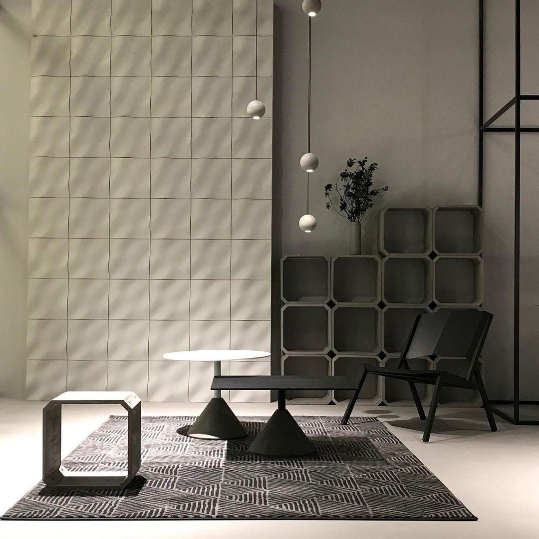 Umi hanglamp van beton met bolvormige maan Minimalistisch