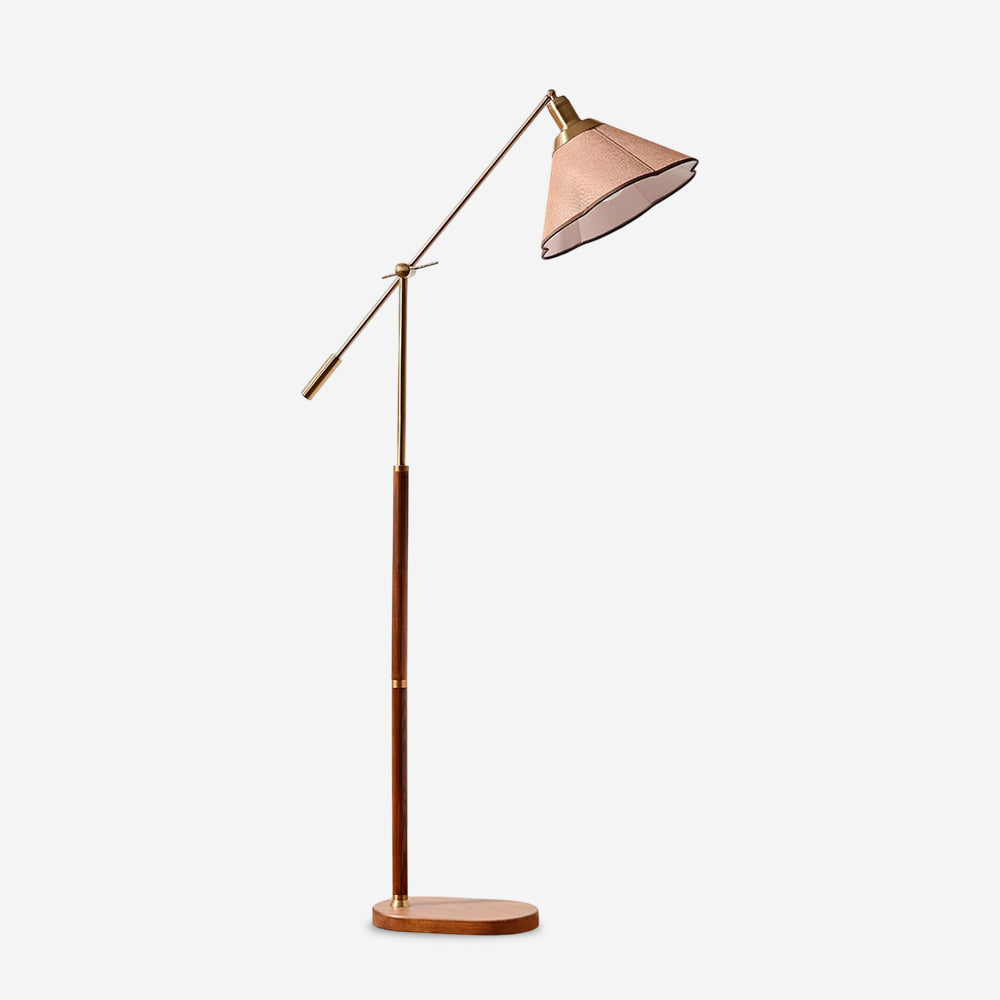 Oreloina vloerlamp goud & walnootkleur