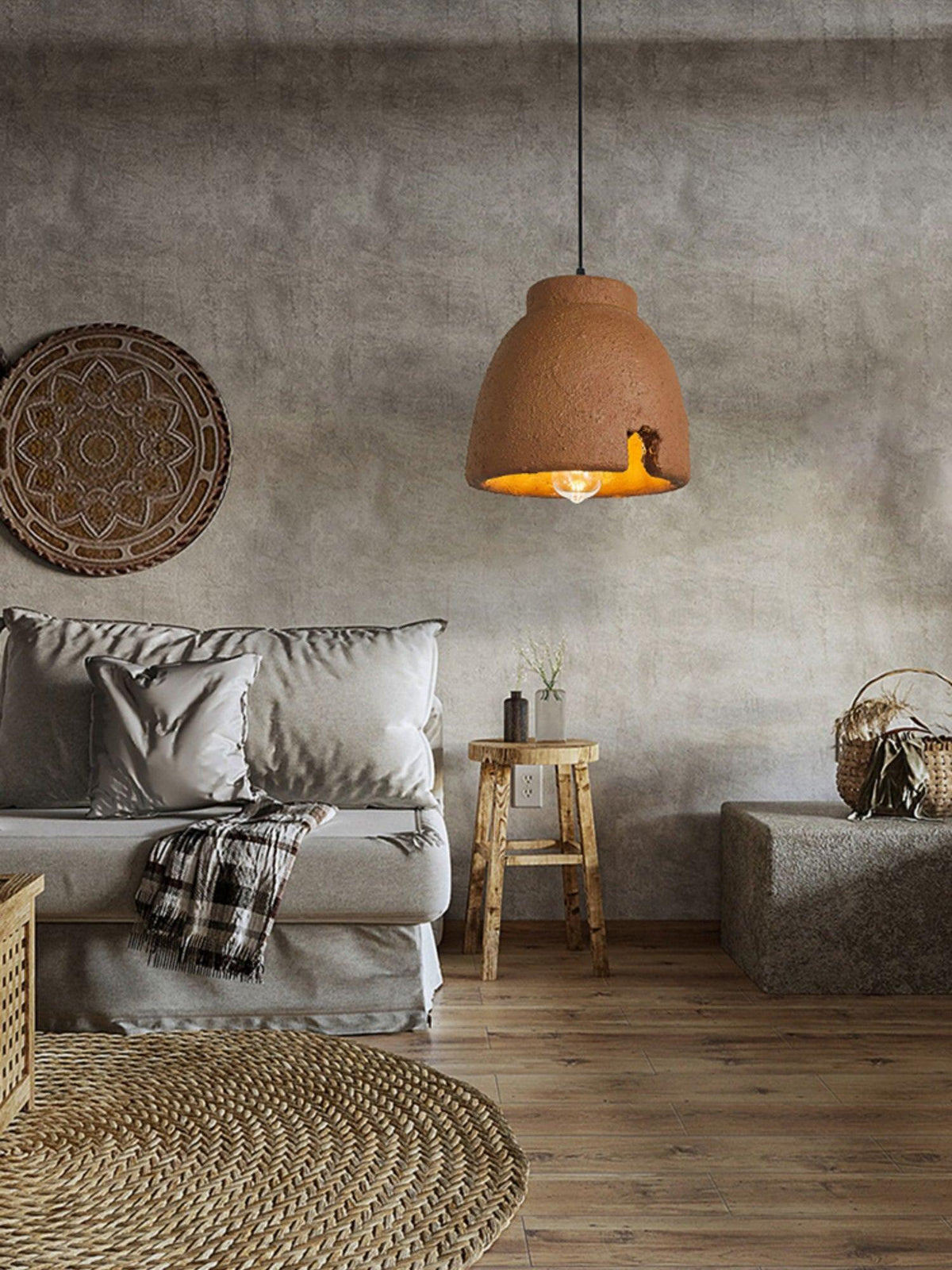 Osileth Wabi-Sabi hanglamp van hars van bruin polystyreen