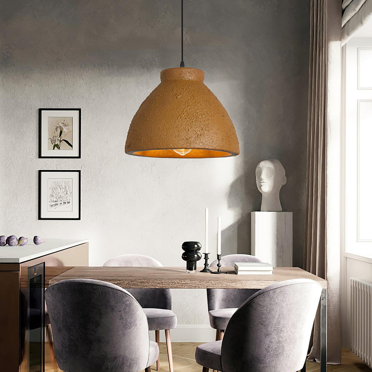 Osileth Wabi-Sabi hanglamp van hars van bruin polystyreen