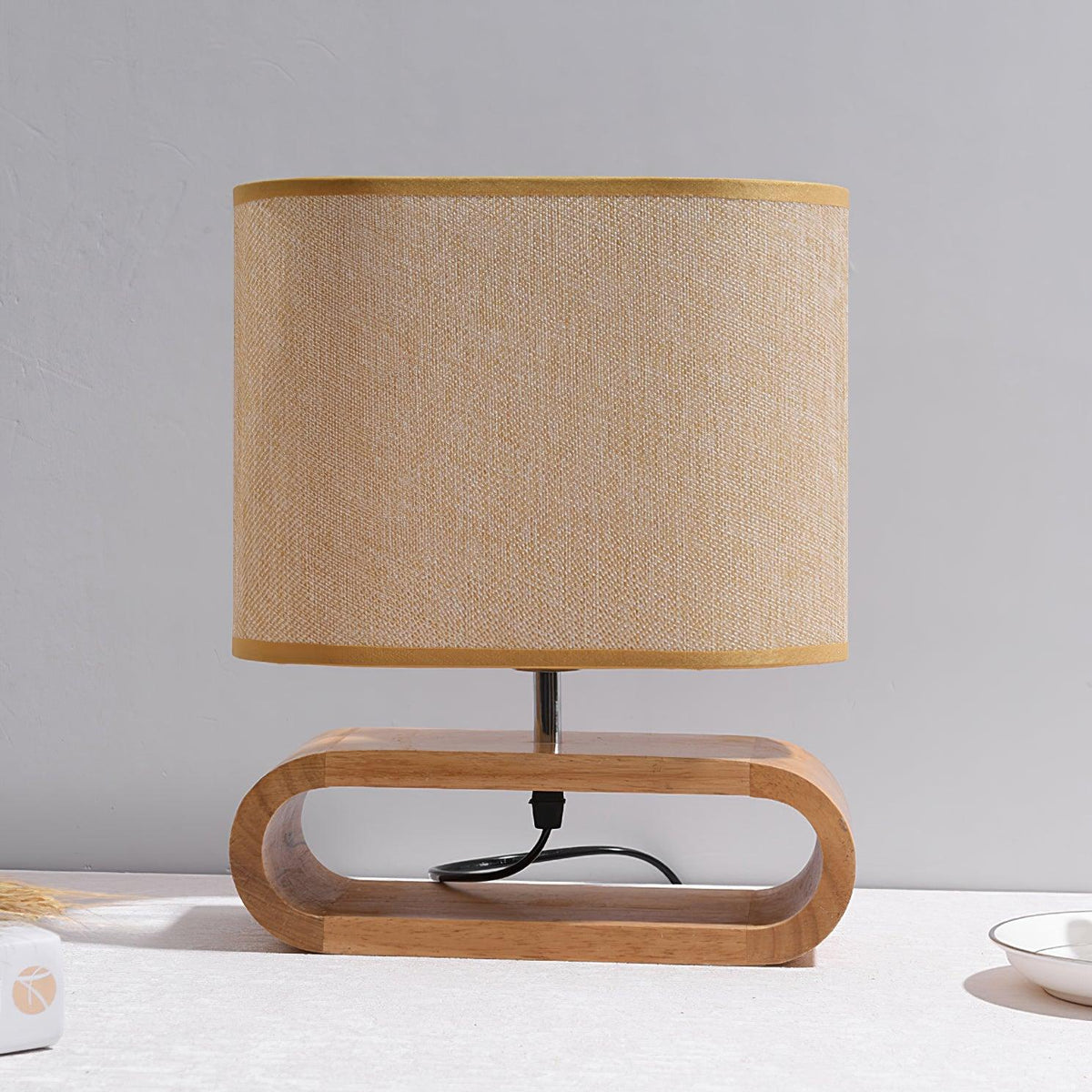 Loop Rustieke houten tafellamp