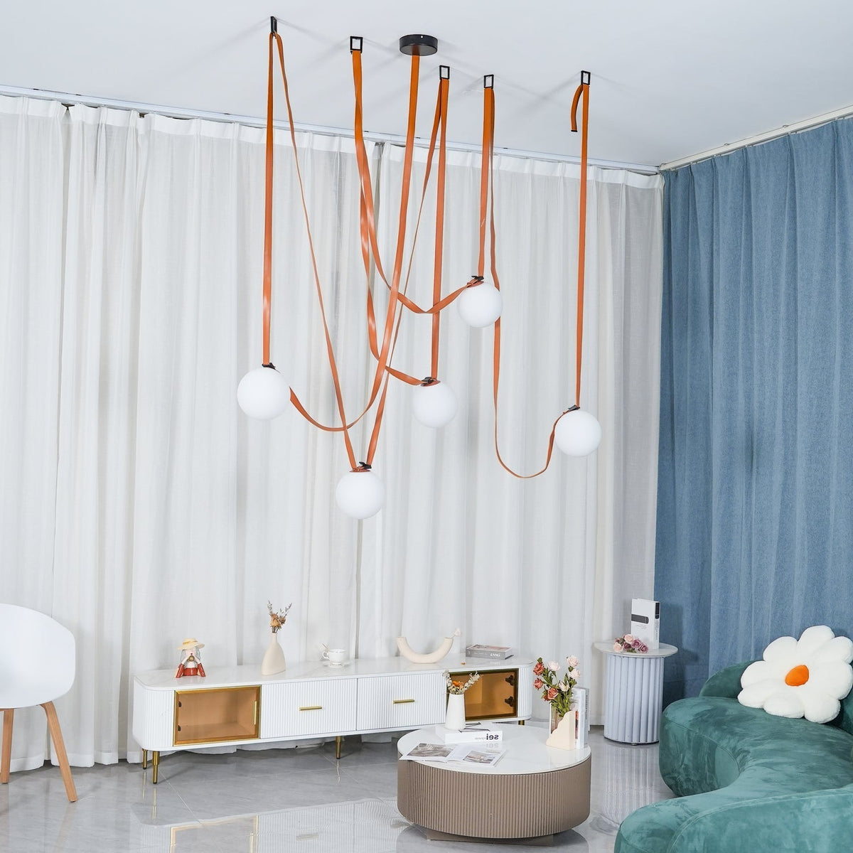 Velinenne hanglamp leerriem glas