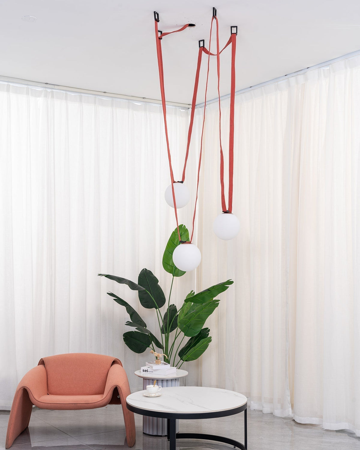 Velinenne hanglamp leerriem glas