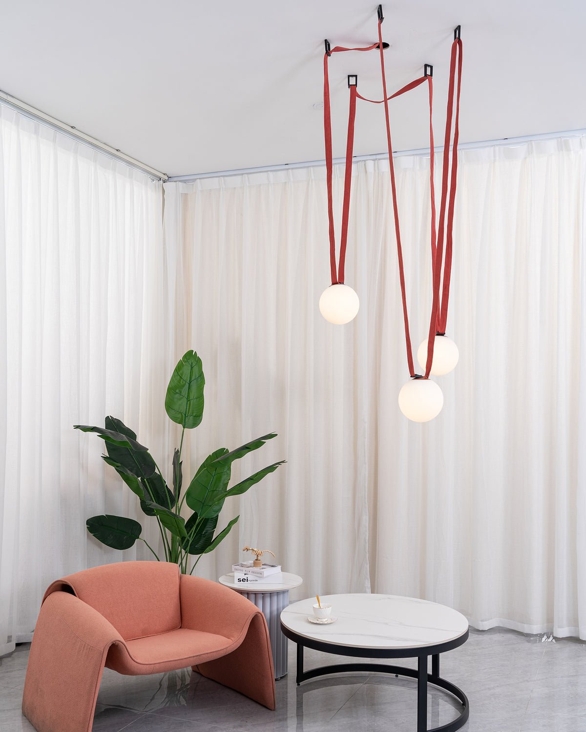 Velinenne hanglamp leerriem glas