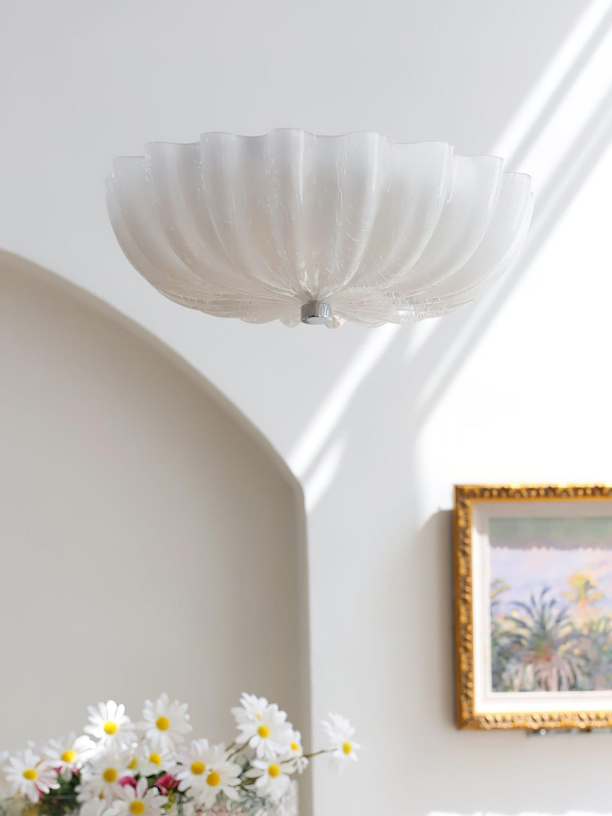 Urelis plafondlamp Murano-glas geblazen schelpvorm