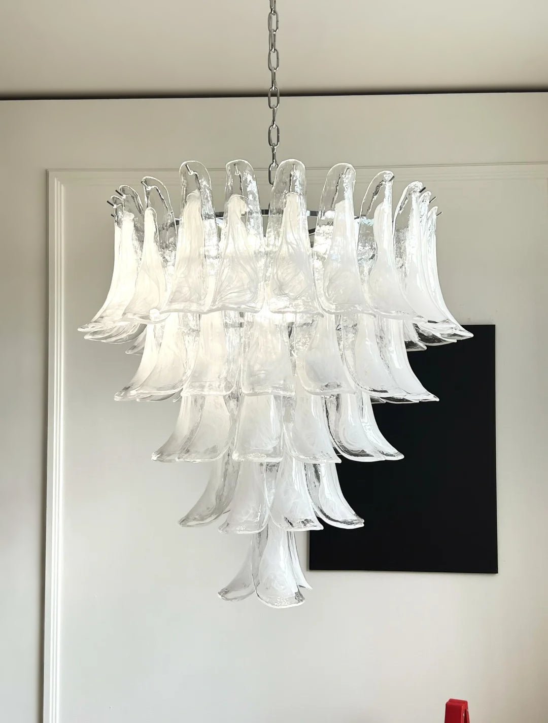 Eiroian kroonluchter met helder Murano-glas bloemblaadjes vintage