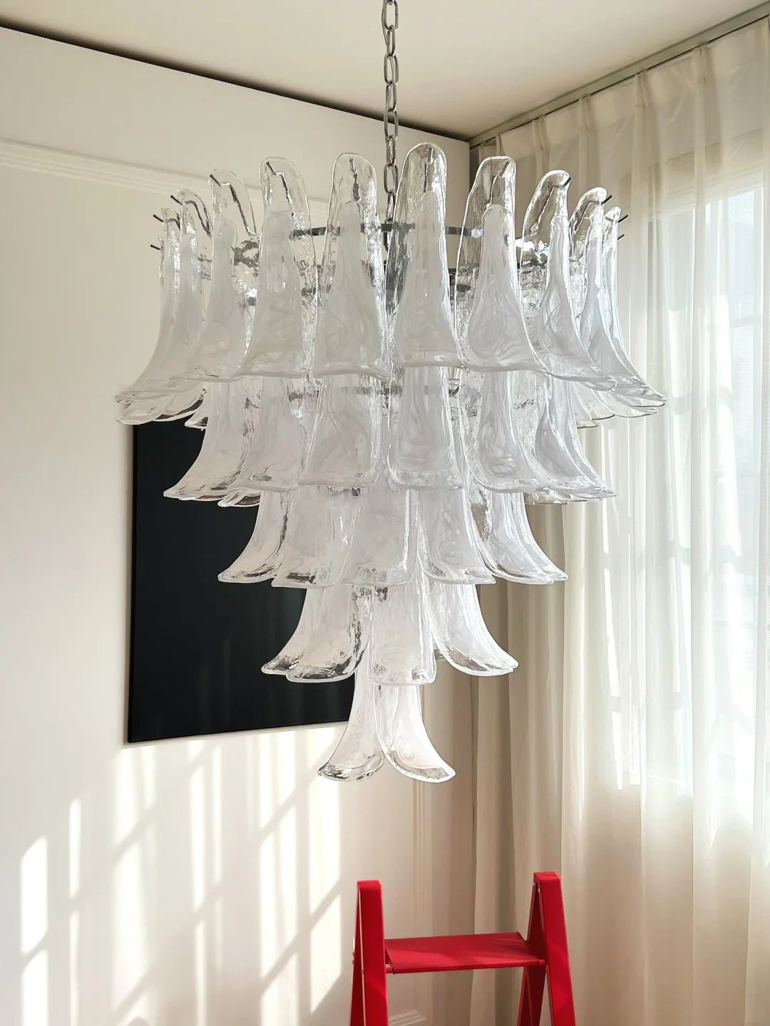 Eiroian kroonluchter met helder Murano-glas bloemblaadjes vintage