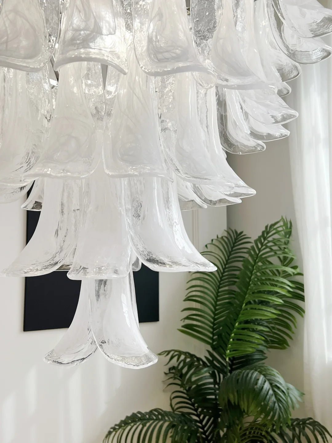 Eiroian kroonluchter met helder Murano-glas bloemblaadjes vintage